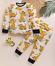 Little Marine Cotton Knit Full Sleeves Dog Printed Coordinating Night Suit Set - Light Yellow