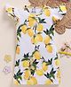 Little Marine Cotton Blend Knit Cap Sleeves Lemons Printed Dress - Multi Colour
