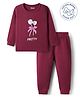 Babyoye Cotton Modal Super Soft Blend Full Sleeves Thermal Wear Set with Floral Print - Wine