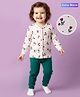 Babyoye Cotton Modal Super Soft Blend Full Sleeves Thermal Inner Wear Set with Floral Print - White & Teal Blue