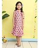 Kinder Kids Cotton Woven Sleeveless Floral Printed Tiered Dress - Pink