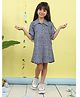 Kinder Kids Cotton Woven Three Fourth Sleeves Baby Giraffe Printed Shirt Style Dress - Grey