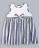 Shoppertree Cotton Woven Sleeveless Striped & Bow Applique Detailed Dress - Grey & White