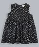 Shoppertree Woven Sleeveless Polka Dots Printed Bow Applique Detailed Dress - Black
