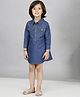 Shoppertree Denim Woven Full Sleeves Solid Dress - Blue