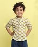 Kinder Kids Cotton Woven Three Fourth Sleeves Leopard Printed Shirt - White