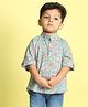 Kinder Kids Cotton Woven Three Fourth Sleeves Floral Printed Shirt - Blue & Pink