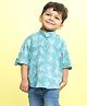 Kinder Kids Cotton Woven Three Fourth Sleeves Bee Printed Shirt - Blue