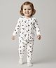Babyoye Cotton Modal Super Soft Blend Full Sleeves Front Open Co-ords Thermal Inner Wear Set with Floral Print - White