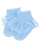 Akinos Kids Cotton Ruffle & Bow Applique Detailed  Frill Socks - Blue