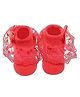 Akinos Kids Cotton Ruffle & Bow Applique Detailed Frill Socks - Red