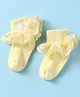 Akinos Kids Cotton Ruffle Detailed & Floral Embroidered Socks - Yellow