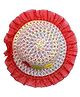 Akinos Kids Abstract Designed & Frill Detailed Summer Hat - Red