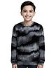 CAVIO Cotton Blend Knit Full Sleeves Tie Dye Tee - Black