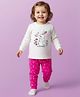 Babyoye Cotton Modal Super Soft Blend Full Sleeves Thermal Set With Bunny Print - White & Pink