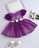 The Magic Wand Net Woven Half Puffed Sleeves Floral Applique Detailed &  Embellished Dress - Wine