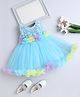 The Magic Wand Woven Sleeveless Floral Applique & Ruffle Detailed Dress - Blue