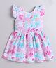The Magic Wand Cotton Woven Frill Sleeves Tie Dye & Bow Applique Detailed Dress - Pink