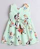 The Magic Wand Cotton Woven Sleeveless Bow Applique Detailed & Kids Printed Dress - Green