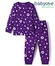 Babyoye Cotton Modal Super Soft Blend Full Sleeves Heart Printed Thermal Wear Set - Purple