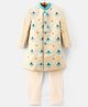 Babyoye Full Sleeves Sherwani And Pajama Embroidery - Beige