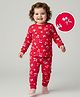 Babyoye Cotton Modal Super Soft Blend Full Sleeves Thermal Vest & Pant Set with Floral & Bow Print - Red