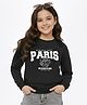 Pine Kids Knit Full Sleeves Sweatshirt with Text Graphic - Black