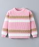 Mark & Mia Viscose Full Sleeves Pullovers with Color Block Design - Pink