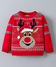 Mark & Mia Viscose Full Sleeves Pullovers with Reindeer Design - Red