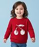 Mark & Mia Viscose Full Sleeves Pullovers with Cherry Design & Bow Applique - Red