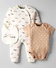 Kookie Kids Interlock Full Sleeves Airplane Printed Romper & Onesie with Bib - Multicolor