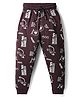 Evimo Single Jersey Knit Full Length Lounge Pant With Dino Skateboarding Print - Burgandy