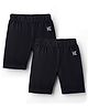 Kookie Kids Cotton Lycra Knit Above Knee Length Cycling Shorts With Logo Print Pack of 2 - Black