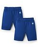 Kookie Kids Cotton Lycra Knit Above Knee Length Cycling Shorts With Logo Print Pack of 2 - Navy Blue