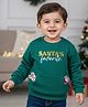 Babyhug Cotton Knit Full Sleeves Sweatshirt With Christmas Print & Kangaroo Pockets - Green