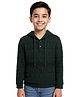 CAVIO Cotton Blend Knit Full Sleeves Team Work Text Printed Hooded Tee - Green