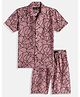 CAVIO Cotton Woven Half Sleeves Abstract Printed Shirt With Coordinating Shorts Set - Magenta