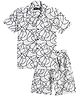 CAVIO Cotton Woven Half Sleeves Abstract Printed Shirt With Coordinating Shorts Set - White