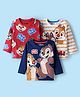 Babyhug Disney Single Jersey Knit Full Sleeves T-Shirt with Chip N Dale Graphics Pack of 3 - Red Navy Blue & Cream