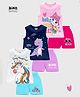 KUCHIPOO Cotton Knit Pack Of 3 Sleeveless Baby Cat & Unicorn Printed Tees & Shorts Set - White Pink Lilac Navy Blue & Magenta