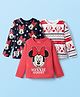 Babyhug Disney Single Jersey Knit Full Sleeves T-Shirt with Minnie Mouse Graphics Pack of 3 - Red Navy Blue & White