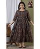 NEVISHA STYLE Cotton Woven Three Fourth Sleeves Floral Printed Maternity Kurta With Side Zipper Nursing Access - Blue