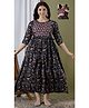 NEVISHA STYLE Cotton Woven Three Fourth Sleeves Floral Printed Maternity Kurta With Side Zipper Nursing Access - Blue