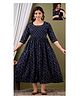 NEVISHA STYLE Cotton Woven Three Fourth Sleeves Floral Printed Maternity Kurta With Side Zipper Nursing Access - Blue