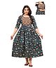 NEVISHA STYLE Cotton Woven Three Fourth Sleeves Floral Printed Maternity Kurta With Side Zipper Nursing Access - Blue