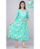 NEVISHA STYLE Cotton Woven Three Fourth Sleeves Floral Printed Maternity Kurta With Concealed Zipper Nursing Access - Blue