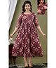 NEVISHA STYLE Cotton Woven Three Fourth Sleeves Abstract Printed Maternity Kurta With Concealed Zipper Nursing Access - Purple