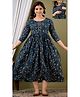 NEVISHA STYLE Cotton Woven Three Fourth Sleeves Floral Printed Maternity Kurta With Concealed Zipper Nursing Access - Blue