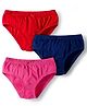 Kookie Kids Cotton Lycra Knit Solid Color Panties with Bow Applique Pack of 3 - Red Pink & Navy Blue