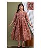 NEVISHA STYLE Cotton Woven Three Fourth Sleeves Floral Printed Gota Lace Embellished Maternity Kurta With Concealed Zipper Nursing Access - Multi Colour